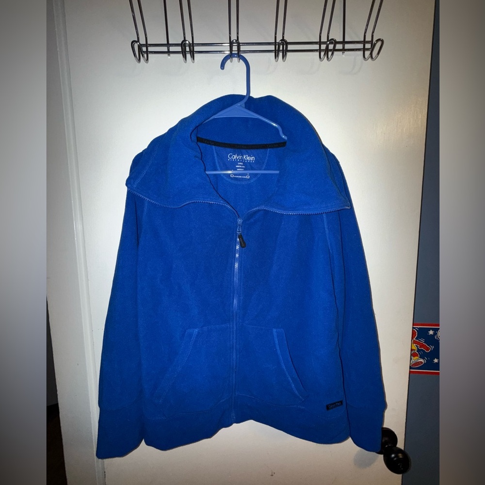 CALVIN KLEIN PERFORMANCE Blue Quick Dry
Athletic Fleece Sweatshirt Jacket Sz Lg
